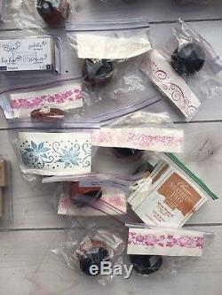 LOT 41 STAMPIN' UP STAMP SETS RARE & RETIRED NEW & USED plus wheels