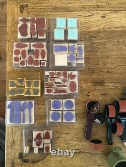 LOT of 14 Stampin' Up Rubber Stamp Sets 8 Rollers (New & Gently Used)