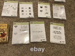 LOT of 22 Stampin' Up! Stamp Sets and 72 wooden Stamps