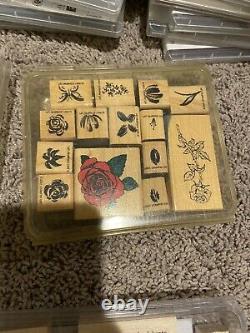 LOT of 22 Stampin' Up! Stamp Sets and 72 wooden Stamps