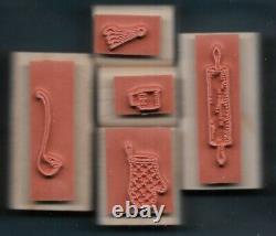 LOVE BAKES SET KITCHEN BAKER LOT Chef Cook Stampin' Up! 32 WOOD RUBBER STAMPS