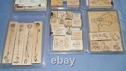 Large Lot 20 SETS Wood Wooden Mount Rubber Stamps Stampin' Up New & Used