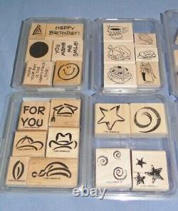 Large Lot 20 SETS Wood Wooden Mount Rubber Stamps Stampin' Up New & Used