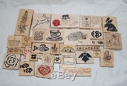 Large Lot 234 Stampin Up and other Wood Mounted Rubber Stamps and Sets