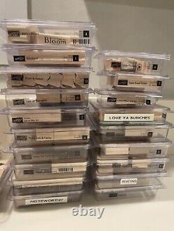 Large Lot Of 36 Stampin' Up! Wood Mounted Rubber Stamp Sets 238 Total Stamps