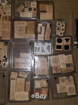 Large Stampin Up! Lot 24 sets and 1 scrubber, 141 stamps total New and Used Sets