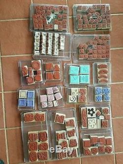 Large lot of 16 stampin' up stamps sets, letters, stars, flowers, itty bitty EUC
