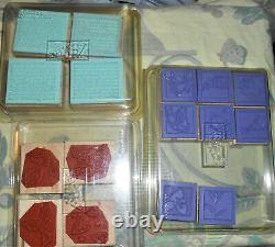 Lot 10 Sets 62 Wood Mount Stamps Stampin' Up Retired Flower Words Note Fanciful