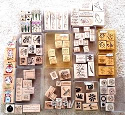 Lot 100 Rubber Stamps Wood Mount 8 Complete Sets of Stampin' Up! Most Unused