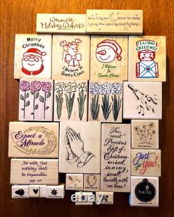 Lot 100 Rubber Stamps Wood Mount 8 Complete Sets of Stampin' Up! Most Unused