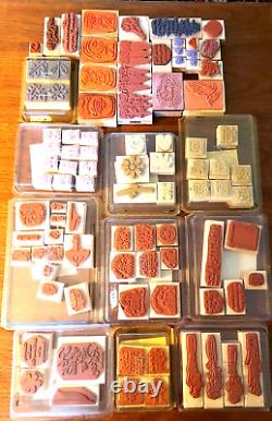 Lot 100 Rubber Stamps Wood Mount 8 Complete Sets of Stampin' Up! Most Unused