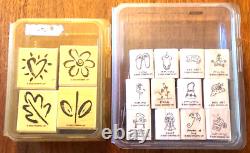 Lot 100 Rubber Stamps Wood Mount 8 Complete Sets of Stampin' Up! Most Unused