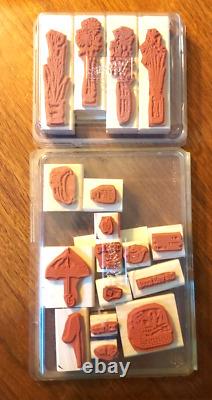 Lot 100 Rubber Stamps Wood Mount 8 Complete Sets of Stampin' Up! Most Unused