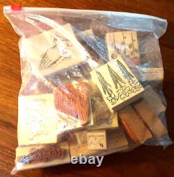 Lot 100 Rubber Stamps Wood Mount 8 Complete Sets of Stampin' Up! Most Unused