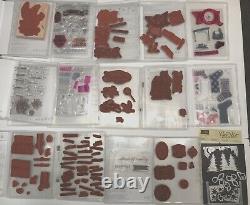 Lot 14 Stampin Up! Christmas Theme Red Rubber Photopolymer Stamp Sets 1 Die Set