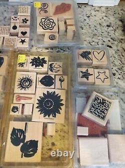 Lot 26 sets/over 200 Stampin Up Wood Mounted Rubber Stamps- Mix Themes