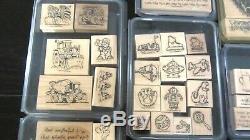 Lot 37 Sets Retired Stampin Up Wood 240 Total Rubber Stamps Trucks Happy Healing