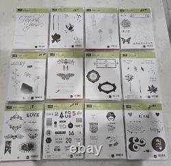 Lot Of 12 Stampin' Up Lotus Bloom, Flowering Fields, Etc Stamp Set Rubber