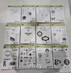 Lot Of 12 Stampin' Up Lotus Bloom, Flowering Fields, Etc Stamp Set Rubber