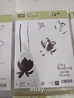 Lot Of 12 Stampin' Up Lotus Bloom, Flowering Fields, Etc Stamp Set Rubber