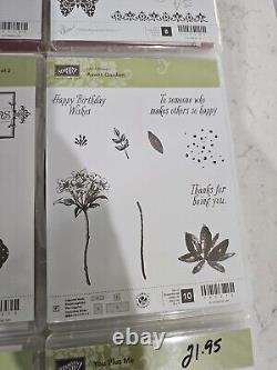 Lot Of 12 Stampin' Up Lotus Bloom, Flowering Fields, Etc Stamp Set Rubber