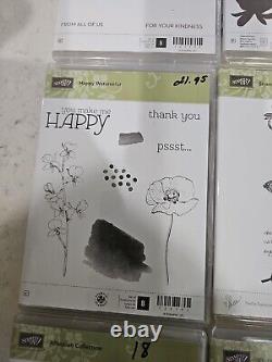 Lot Of 12 Stampin' Up Lotus Bloom, Flowering Fields, Etc Stamp Set Rubber