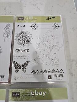 Lot Of 12 Stampin' Up Lotus Bloom, Flowering Fields, Etc Stamp Set Rubber