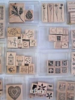 Lot Of 19 Retired Stampin' Up! Stamp Sets 114 Individual Wood Mounted Stamps