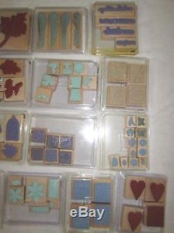 Lot Of 19 Retired Stampin' Up! Stamp Sets 114 Individual Wood Mounted Stamps