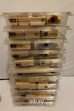 Lot Of 20 Stampin Up Sets- Flowers, Sports, Congrats, Wood Mounted Rubber Stamps