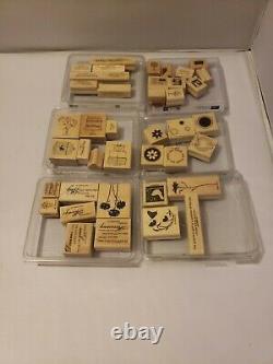Lot Of 20 Stampin Up Sets- Flowers, Sports, Congrats, Wood Mounted Rubber Stamps