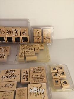 Lot Of Stampin Up Wood Mount Stamp Sets Retired