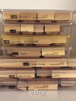 Lot Of Stampin Up Wood Mount Stamp Sets Retired