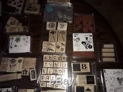 Lot Retired Stampin' Up Stamps 45+ Sets 325 Stamps New & Used Wood Mount Mounted