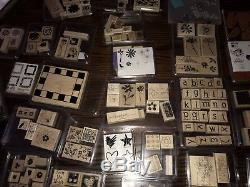 Lot Retired Stampin' Up Stamps 45+ Sets 325 Stamps New & Used Wood Mount Mounted