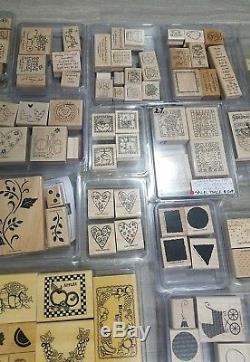 Lot STAMPIN' UP 42 Wood Rubber Stamp Sets 270 Total Many Rare Variety 1994-2007