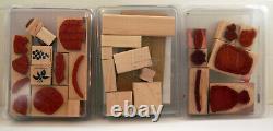 Lot Stampin Up Wood Block Stamps, Embossing Powder, Other Stamps. 17 sets