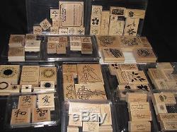 Lot of 13 Stampin Up Sets 79 Rubber Stamps Coupons Harvest Japanese Flowers More