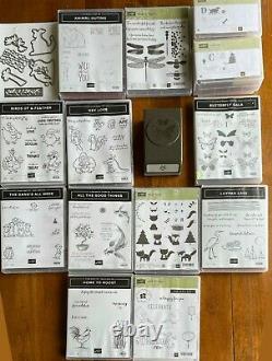 Lot of 13 Stampin Up Stamp Sets, with1 die set & 1 punch. Most are animal-themed