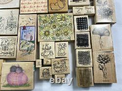 Lot of 142 Stampin it Up & More Wood Mounted Rubber Stamps New & Used L@@K
