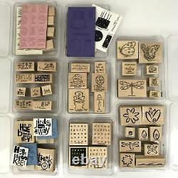 Lot of 16 Stampin Up Rubber Stamp Sets 126 pieces NEW & USED