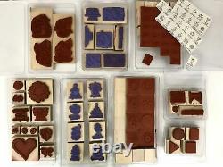 Lot of 16 Stampin Up Rubber Stamp Sets 126 pieces NEW & USED