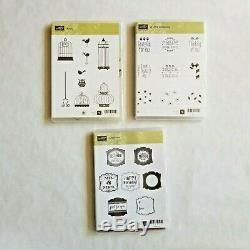 Lot of 17 New & Used Stampin' Up! Clear Mount and Rubber Stamps Sets Cardmaking