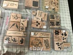 Lot of 200 Stampin' Up Wood Mounted Rubber Stamps