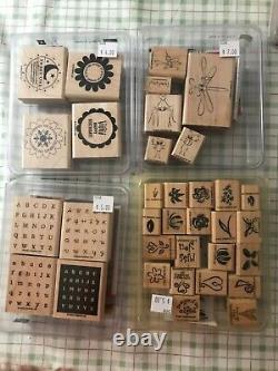 Lot of 200 Stampin' Up Wood Mounted Rubber Stamps