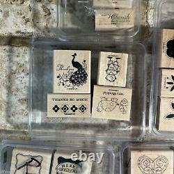 Lot of 21 Stampin' Up Wooden & Rubber Stamp Sets 120 Total Stamps Free Shipping