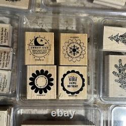 Lot of 21 Stampin' Up Wooden & Rubber Stamp Sets 120 Total Stamps Free Shipping