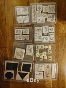 Lot of 23 Stampin Up Rubber Stamp Sets Shapes Christmas Winter Flowers Patterns