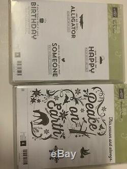 Lot of 26 Stampin' Up! Clear Mount stamp sets All NEW condition Holiday Birthday