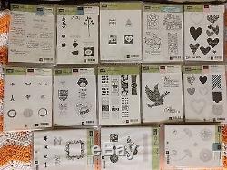 Lot of 28 STAMPIN UP Retired STAMP SETS CLING & WOOD Mixed Bunch Four Frames +